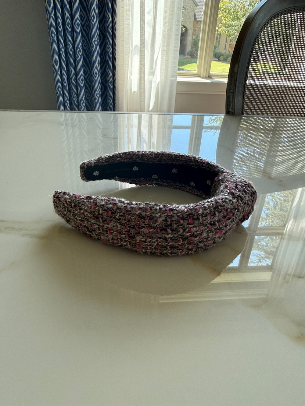 Lele Sadoughi Padded Tweed Headband in Pink and Gray